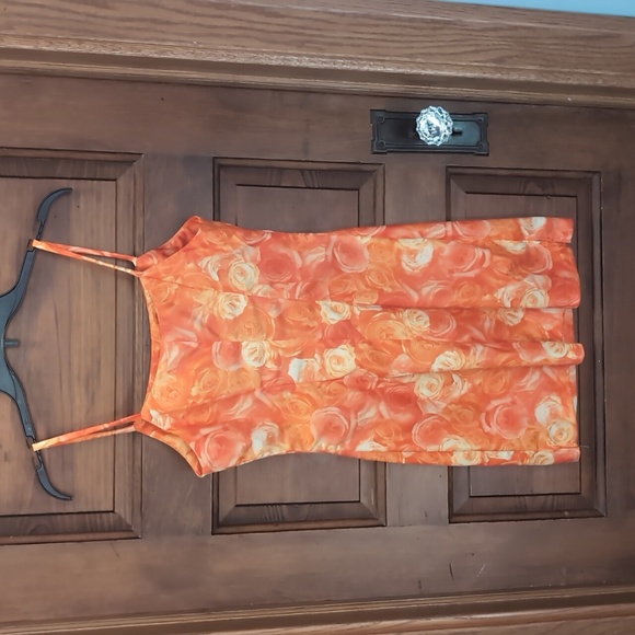 Joules Orange Rose Print Dress See Measurements - Picture 4 of 5